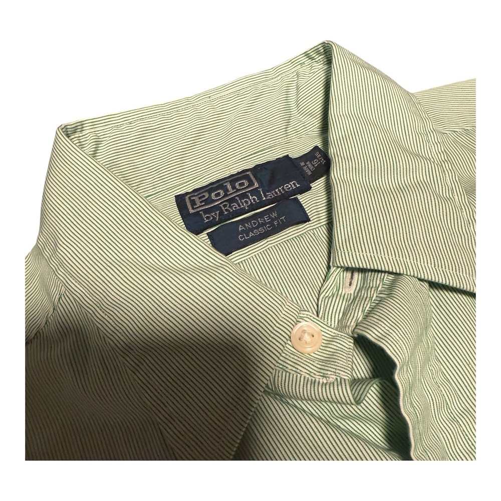 (16 34/35) Mens Green Polo Ralph Lauren Andrew Dress Shirt Classic Fit